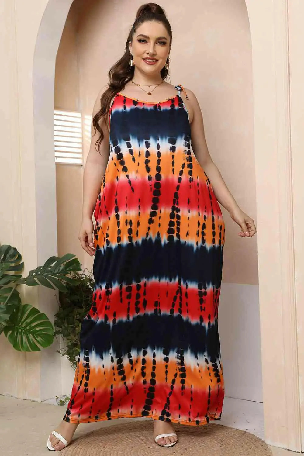 Plus Size Tie-Shoulder Maxi Dress.