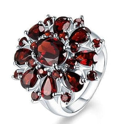 Bague Ringen Top Brand Dark Red Ruby Gemstone Flower Shape Wedding Ring Silver 925 Jewelry Rings For Women Wholesale Party Gifts - Premium Women Rings from eprolo - Just $19.99! Shop now at Handbags Specialist Headquarter