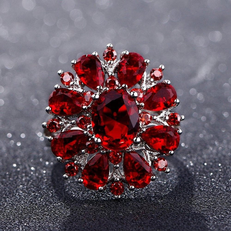 Bague Ringen Top Brand Dark Red Ruby Gemstone Flower Shape Wedding Ring Silver 925 Jewelry Rings For Women Wholesale Party Gifts - Premium Women Rings from eprolo - Just $19.99! Shop now at Handbags Specialist Headquarter