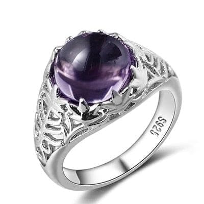 Bague Ringen Vintage 925 Silver Rings For Women Elegant Round Amethyst Wedding Engagement Charms Female Fine Jewelry Size 6-10 - Premium Women Rings from eprolo - Just $19.99! Shop now at Handbags Specialist Headquarter