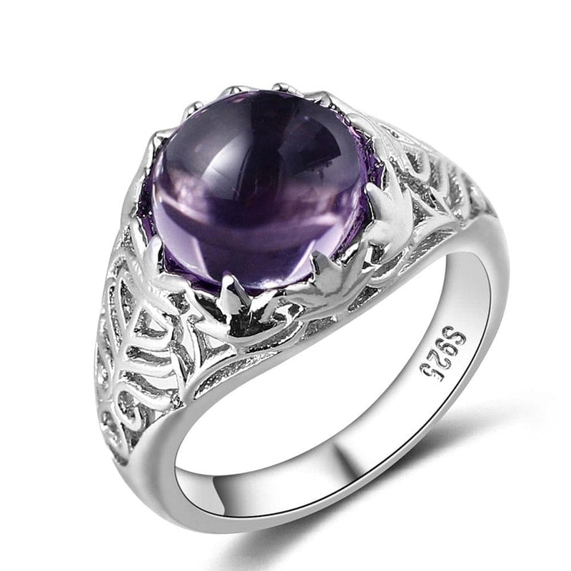 Bague Ringen Vintage 925 Silver Rings For Women Elegant Round Amethyst Wedding Engagement Charms Female Fine Jewelry Size 6-10 - Premium Women Rings from eprolo - Just $19.99! Shop now at Handbags Specialist Headquarter