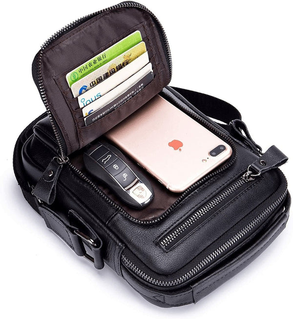 BAIGIO Men'S Genuine Leather Shoulder Bag Messenger Briefcase Crossbody Handbag Satchel Travel Bag - Premium  from BAIGIO - Just $49.23! Shop now at Handbags Specialist Headquarter