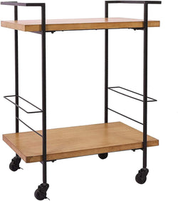 Bar Cart with 2 Wood Shelves, Durable Wine Cart with Casters, Suitable for Kitchen, Club, Living Room, Antique Black Finish - Premium 16354791 from Amazon US - Just $137.98! Shop now at Handbags Specialist Headquarter