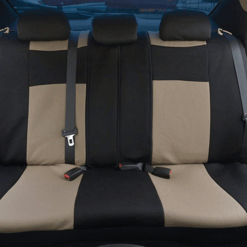BDK Polypro Car Seat Covers Full Set in Beige on Black – Front and Rear Split Bench Car Seat Cover, Easy to Install, Interior Covers for Auto Truck Van SUV - Premium  from BDK - Just $48.21! Shop now at Handbags Specialist Headquarter