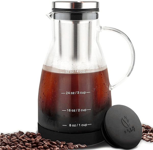 Bean Envy Cold Brew Coffee Maker - 32 Oz Glass Iced Tea & Coffee Cold Brew Maker and Pitcher W/ Silicone Cap & Base - Premium  from Bean Envy - Just $47.52! Shop now at Handbags Specialist Headquarter