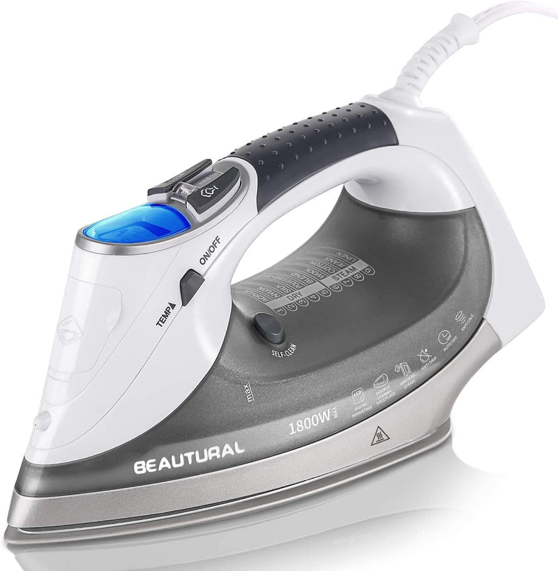 BEAUTURAL 1800-Watt Steam Iron with Digital LCD Screen, Double-Layer and Ceramic Coated Soleplate, 3-Way Auto-Off, 9 Preset Temperature and Steam Settings for Variable Fabric - Premium IRONS AND STEAMERS from Visit the BEAUTURAL Store - Just $67.99! Shop now at Handbags Specialist Headquarter