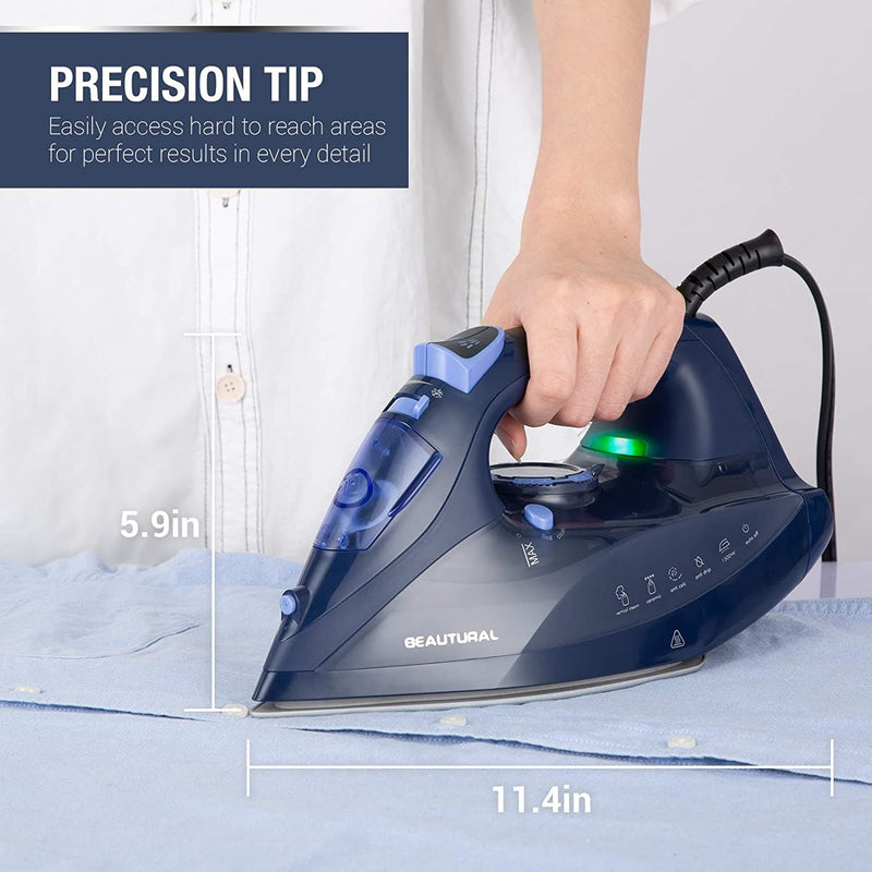 BEAUTURAL Steam Iron for Clothes with Precision Thermostat Dial, Ceramic Coated Soleplate, 3-Way Auto-Off, Self-Cleaning, Anti-Calcium, Anti-Drip - Premium IRONS AND STEAMERS from Visit the BEAUTURAL Store - Just $45.99! Shop now at Handbags Specialist Headquarter