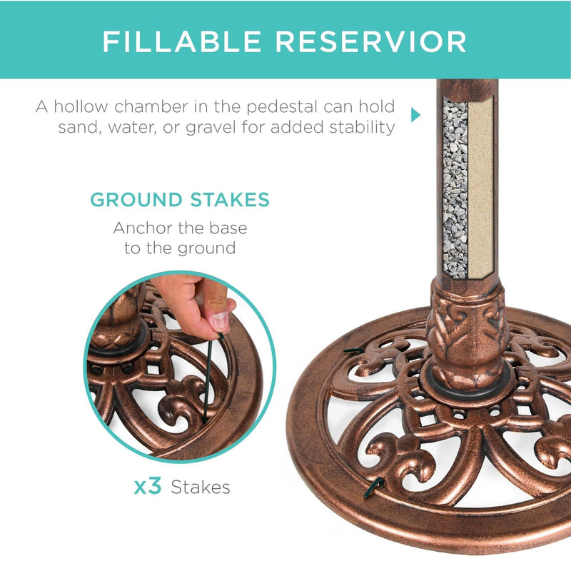Best Choice Products Lily Leaf Pedestal Bird Bath Decoration for Patio, Garden, Backyard w/ Floral Accents Copper - Premium BIRDBATH from Best Choice Products - Just $49.62! Shop now at Handbags Specialist Headquarter