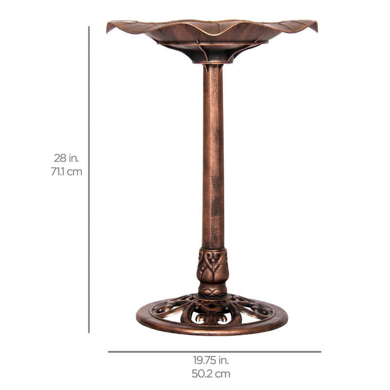 Best Choice Products Lily Leaf Pedestal Bird Bath Decoration for Patio, Garden, Backyard w/ Floral Accents Copper - Premium BIRDBATH from Best Choice Products - Just $49.62! Shop now at Handbags Specialist Headquarter