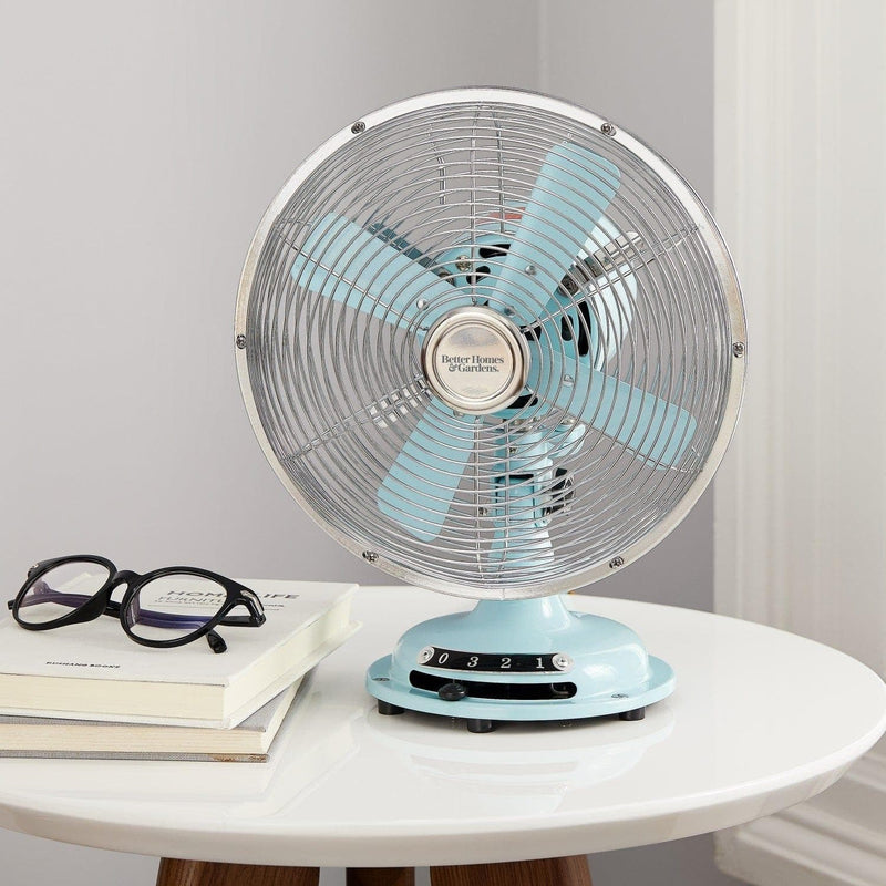 Better Homes & Gardens 8 inch Retro 3-Speed Metal Tilted-Head Oscillation Table Fan Mint - Premium FANS from Better Homes & Gardens - Just $49.99! Shop now at Handbags Specialist Headquarter