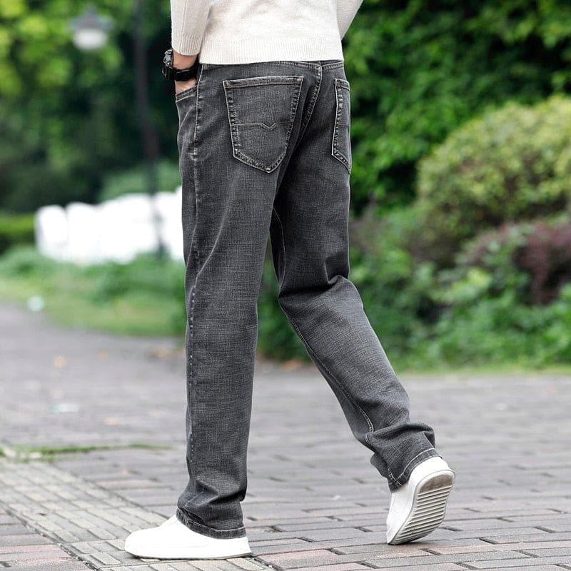 Brand Men Grey Casual Jeans  Business Stretch Straight Denim Trousers Pants Male Plus Size - Premium Men Pants from eprolo - Just $52.92! Shop now at Handbags Specialist Headquarter
