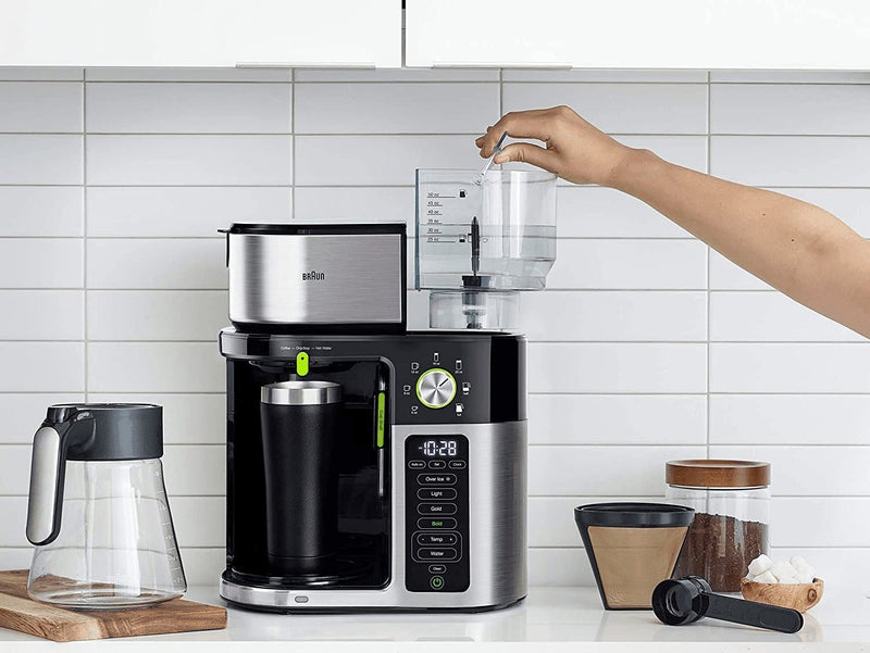 Braun Multiserve Coffee Machine 7 Programmable Brew Sizes / 3 Strengths + Iced Coffee & Hot Water for Tea, Glass Carafe (10-Cup), Stainless/Black, KF9150BK - Premium  from Braun - Just $194.24! Shop now at Handbags Specialist Headquarter