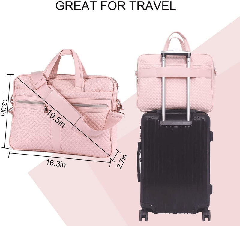 Briefcase for Women, 17.3 Inch Leather Laptop Bag Large Messenger Bag Computer Bag Office Travel Business (Pink) - Premium  from seyfocnia - Just $224.81! Shop now at Handbags Specialist Headquarter