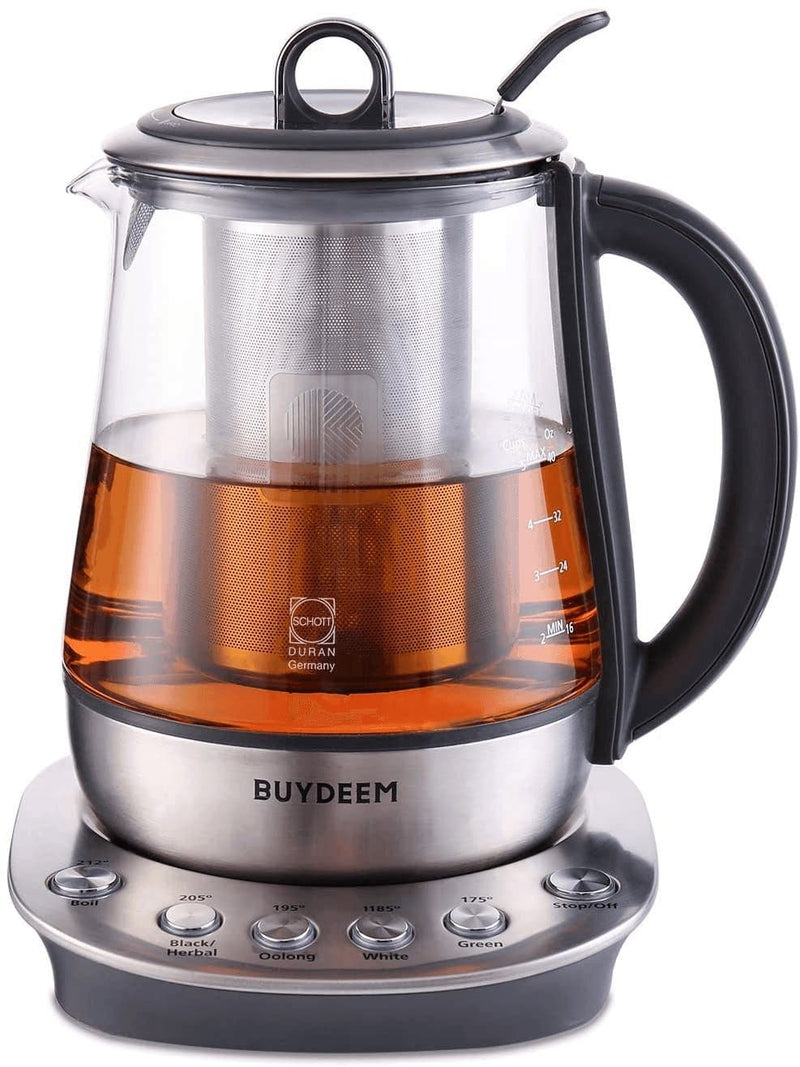 BUYDEEM K2423 Tea Maker, Durable 316 Stainless Steel & German Schott Glass Electric Kettle, Removable Infuser, Auto Keep Warm, BPA Free, 1.2L - Premium  from BUYDEEM - Just $185.80! Shop now at Handbags Specialist Headquarter