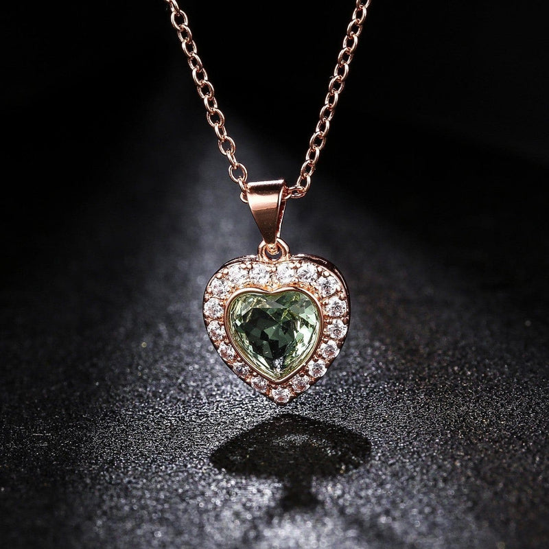 Peermont Green 18K Rose Gold Amethyst Heart Necklace - Premium WOMEN NECKLACES from Peermont Jewelry - Just $21.99! Shop now at Handbags Specialist Headquarter