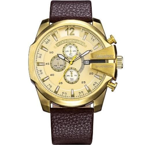 Cagarny Military Watches Men's Quartz Watch Leather Watchband Sports Wristwatches - Premium Men watch from eprolo - Just $30.04! Shop now at Handbags Specialist Headquarter