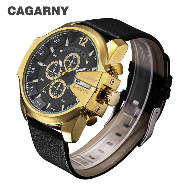 Cagarny Military Watches Men's Quartz Watch Leather Watchband Sports Wristwatches - Premium Men watch from eprolo - Just $30.04! Shop now at Handbags Specialist Headquarter
