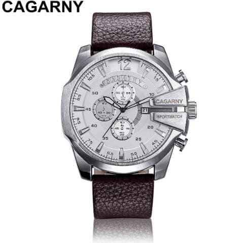 Cagarny Military Watches Men's Quartz Watch Leather Watchband Sports Wristwatches - Handbags Specialist Headquarter