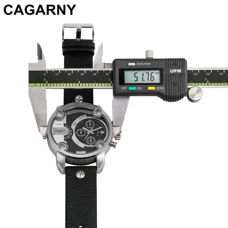 Cagarny Watches Men Luxury  Strap Quartz Dual Time Zone Sports Wristwatch - Premium Men watch from eprolo - Just $36.66! Shop now at Handbags Specialist Headquarter