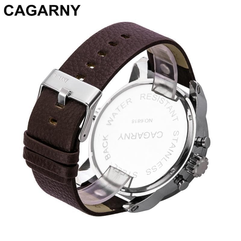 Cagarny Watches Men Luxury  Strap Quartz Dual Time Zone Sports Wristwatch - Premium Men watch from eprolo - Just $36.66! Shop now at Handbags Specialist Headquarter