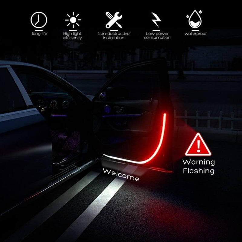 Car Door Opening Warning LED Lights Welcome Decor Lamp Strips Anti Rear-end Collision Safety Universal auto accessories - Premium AUTO ELECTRONICS from eprolo - Just $23.22! Shop now at Handbags Specialist Headquarter