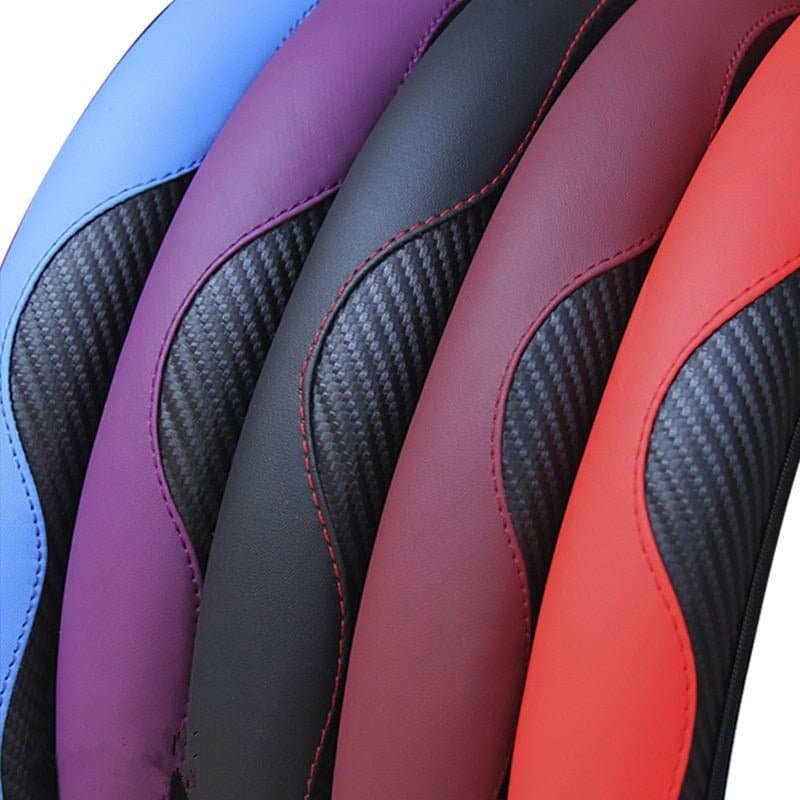 Car Steering Wheel Cover Breathable Anti Slip PU Leather Steering Covers Suitable 37-38cm Auto Decoration Carbon Fiber - Premium Steering Covers from Rise Car Store - Just $19.99! Shop now at Handbags Specialist Headquarter