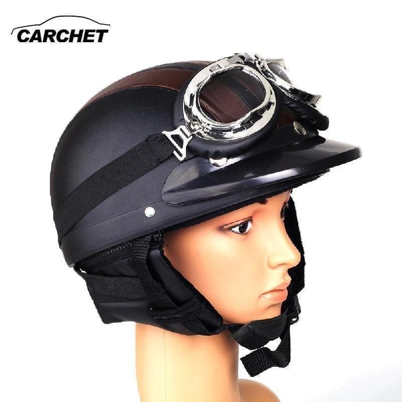 CARCHET Retro Motorcycle Helmet Open Face Detachable Helmets With Visor Goggles Adjustable - Premium Baseball Caps from CARCHET - Just $36.29! Shop now at Handbags Specialist Headquarter