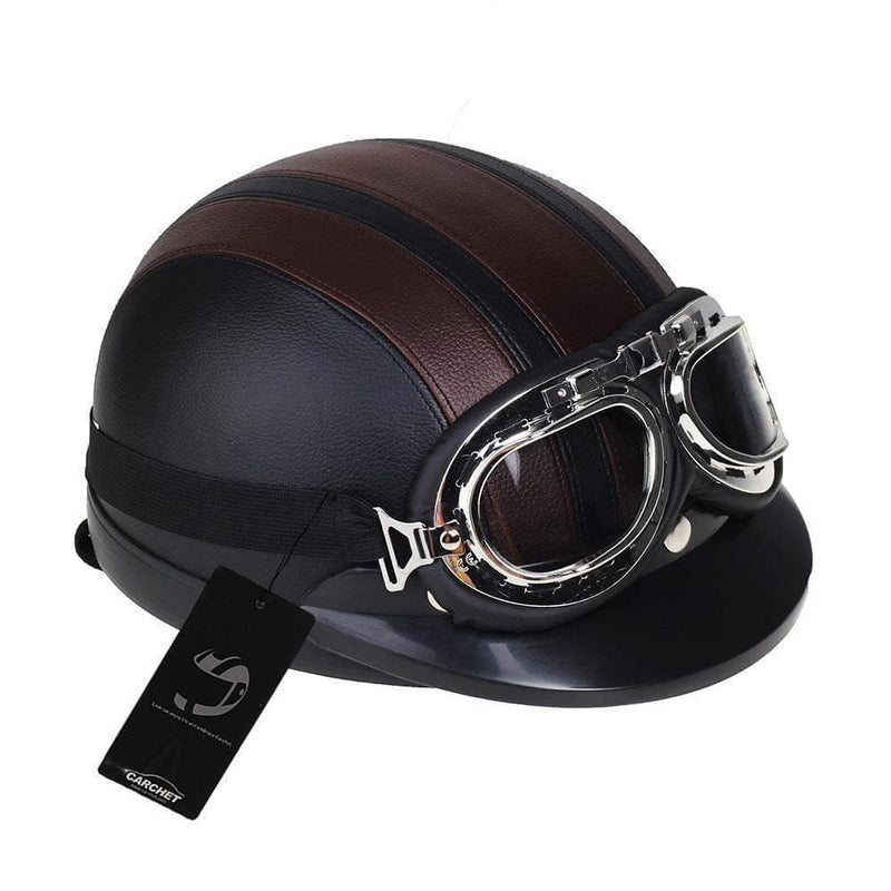 CARCHET Retro Motorcycle Helmet Open Face Detachable Helmets With Visor Goggles Adjustable - Premium Baseball Caps from CARCHET - Just $36.29! Shop now at Handbags Specialist Headquarter