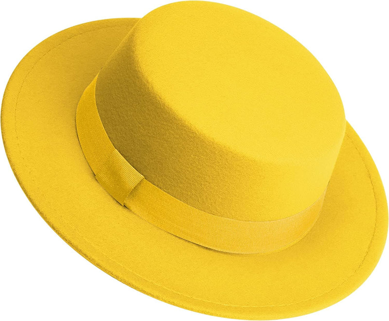Classic Fedora Hat Flat Top Hat Felt Pork Pie Hat Wide Brim Church Derby Cap for Women and Men - Handbags Specialist Headquarter