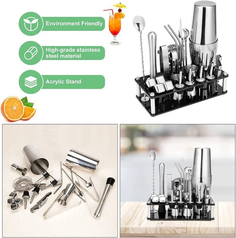 Cocktail Shaker Set, 23-Piece Boston Stainless Steel Bartender Kit with Acrylic Stand & Cocktail Recipes Booklet, Professional Bar Tools for Drink Mixing, Home, Bar, Party (Include 4 Whiskey Stones) - Premium BAR ACCESSORIES from Visit the KINGROW Store - Just $46.99! Shop now at Handbags Specialist Headquarter