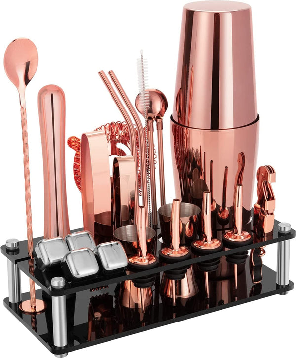 Cocktail Shaker Set, 23-Piece Boston Stainless Steel Bartender Kit with Acrylic Stand & Cocktail Recipes Booklet, Professional Bar Tools for Drink Mixing, Home, Bar, Party (Include 4 Whiskey Stones) - Premium BAR ACCESSORIES from Visit the KINGROW Store - Just $46.99! Shop now at Handbags Specialist Headquarter