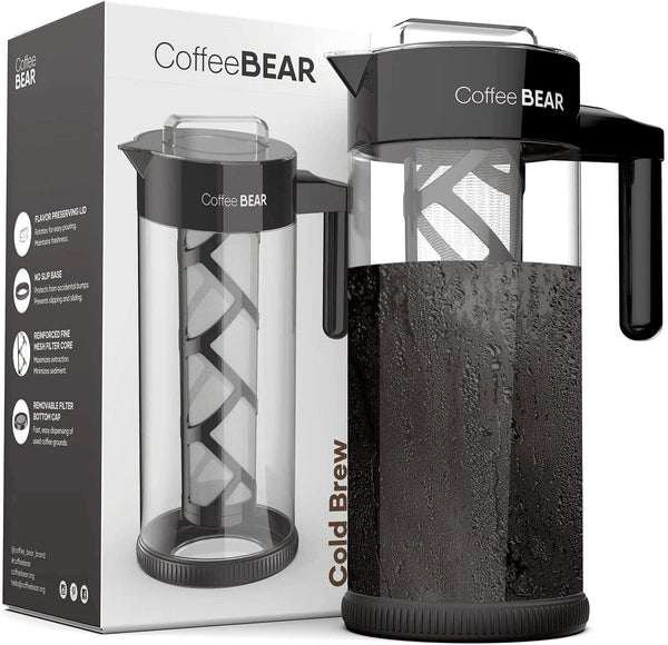 Coffee Bear – Cold Brew Coffee Maker and Tea Brewer, Borosilicate Glass Pitcher with Mesh Filter, 1.3L (44Oz) - Premium  from COFFEE BEAR - Just $48.26! Shop now at Handbags Specialist Headquarter