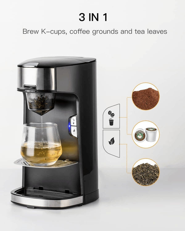 Coffee Maker, 3 in 1 Coffee & Tea Maker for K Cup, Loose Leaf Tea & Ground Coffee Compatible, with Self Cleaning Function, Fast & Fresh Brewed and 8 to 14 Oz. Brew Sizes - Premium  from Boly - Just $224.81! Shop now at Handbags Specialist Headquarter