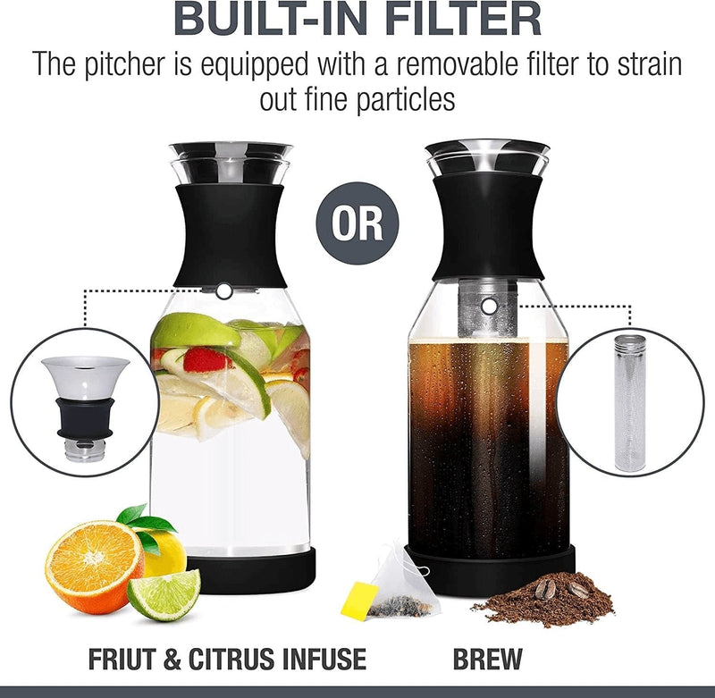 Cold Brew Coffee Maker & Iced Tea Fuit Infuser - 1.7 L Infused Ice Coldbrew Kit with Filter - Black Perfect Pitcher by Eparé - Premium  from Eparé - Just $50.71! Shop now at Handbags Specialist Headquarter