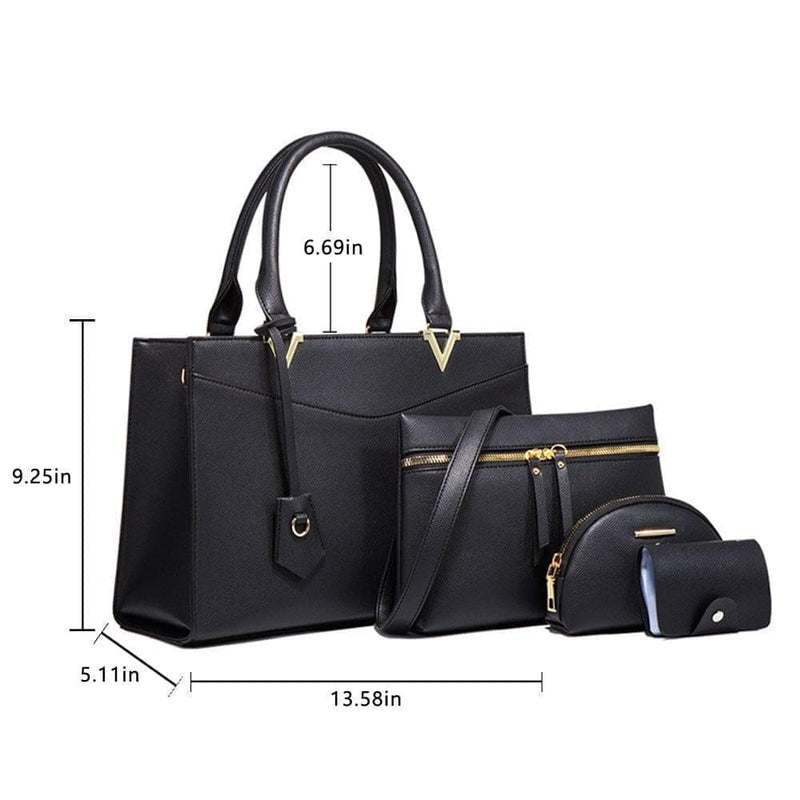 Colisha 4Pcs Women Leather Tote Handbag Shoulder Bags Fashion Top Handle Satchel Business Bag Purse Pouch, Best for Mom Wife Girl Gifts - Premium Bags from Colisha - Just $68.99! Shop now at Handbags Specialist Headquarter
