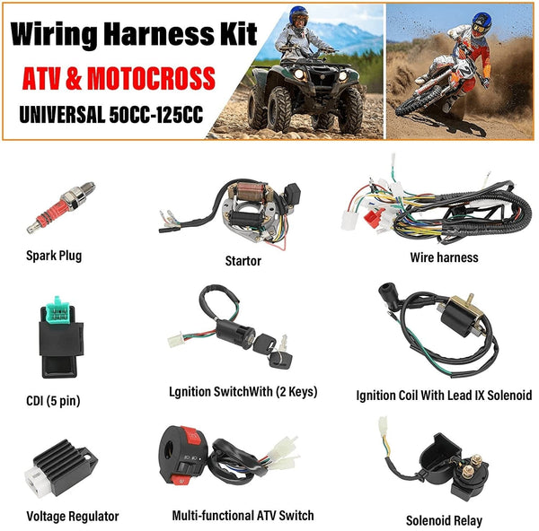 Complete Electrics Stator Coil CDI Wiring Harness for 4 Stroke ATV KLX 50Cc 70Cc 110Cc 125Cc-Atv Wiring Harness - Premium  from LEIMO KPARTS - Just $61! Shop now at Handbags Specialist Headquarter