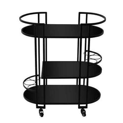 Contemporary Metal Framed Bar Cart with Three Glass Shelves, Black - Premium Carts from HomeRoots - Just $607.25! Shop now at Handbags Specialist Headquarter