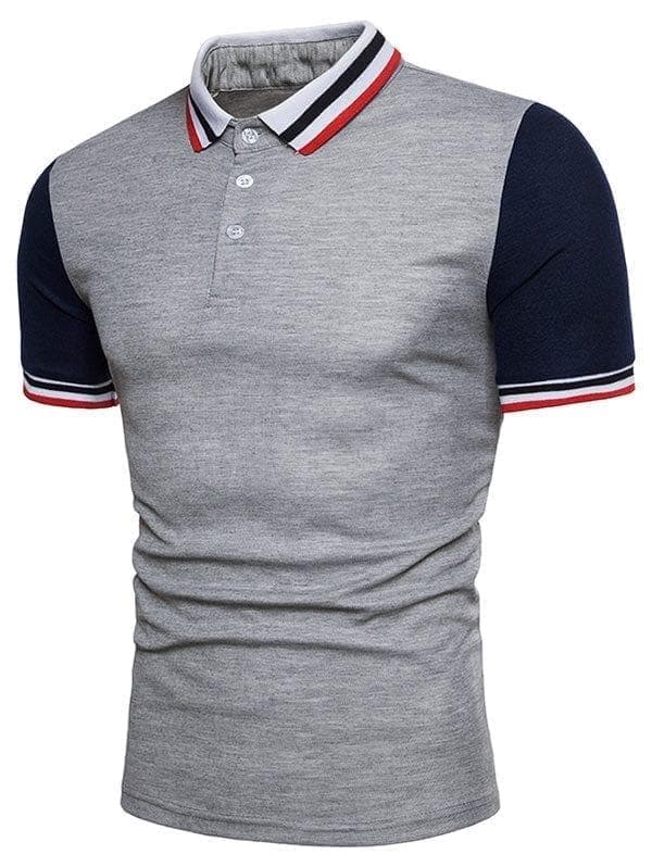 Contrast Color Striped Short Sleeve Polo T-shirt - Premium MEN T-SHIRT from eprolo - Just $28.38! Shop now at Handbags Specialist Headquarter