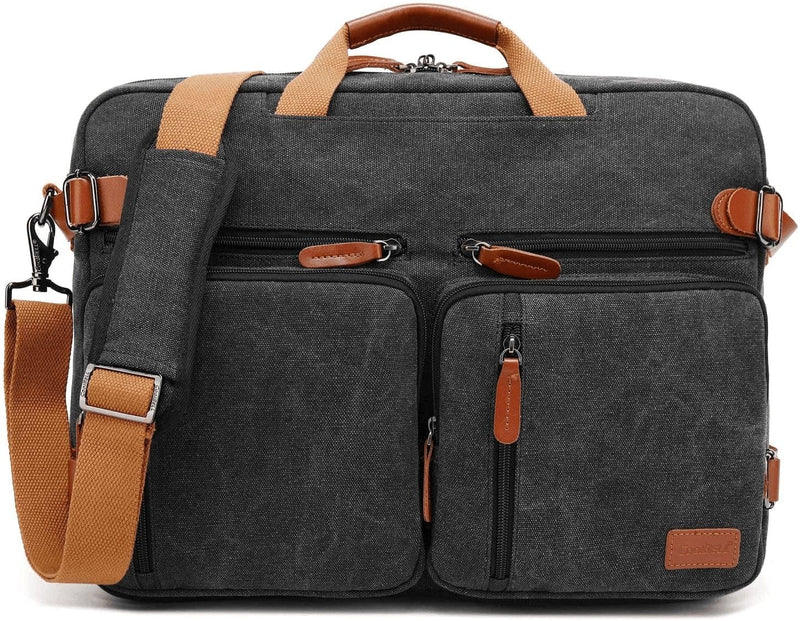 Coolbell 15.6Inches Convertible Backpack Messenger Bag Shoulder Bag Laptop Case Handbag Business Briefcase Multi-Functional Travel Rucksack Fits 15.6 Inch Laptop for Men/Women (Cancas Black)