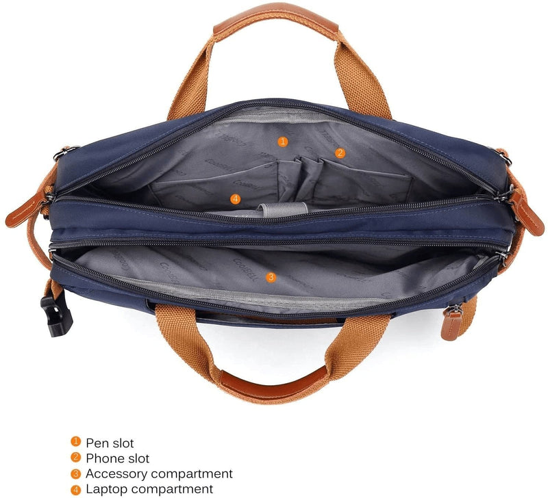 Coolbell Convertible Backpack Messenger Bag Shoulder Bag Laptop Case Handbag Business Briefcase Multi-Functional Travel Rucksack Fits 15.6 Inch Laptop for Men/Women (Blue)