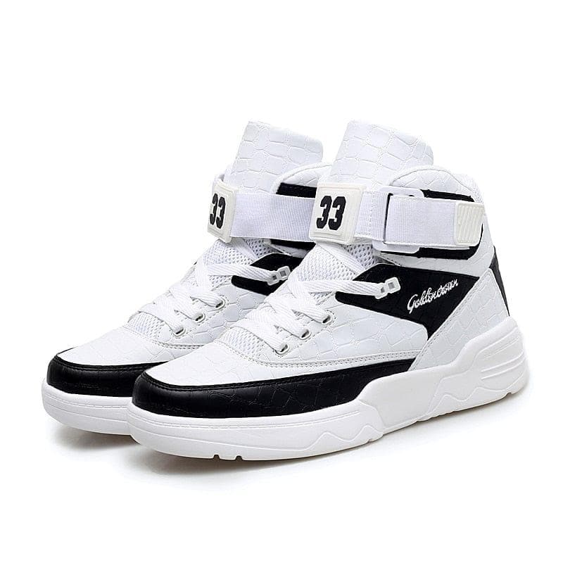 Coslony high top sneakers men 2021 Trendy new Men Casual Shoes White Shoes Black Leather Trainer Men Shoes Vulcanize Shoes - Premium Men's shoes from eprolo - Just $59.99! Shop now at Handbags Specialist Headquarter