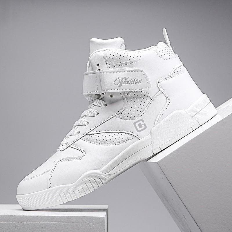 Coslony high top sneakers men 2021 Trendy new Men Casual Shoes White Shoes Black Leather Trainer Men Shoes Vulcanize Shoes - Premium Men's shoes from eprolo - Just $59.99! Shop now at Handbags Specialist Headquarter