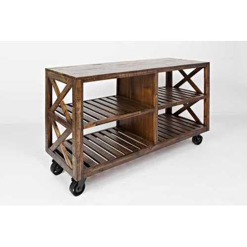 Country Rustic Wooden Trolley Cart With 4 Shelves, Brown - Premium Carts from HomeRoots - Just $742.0! Shop now at Handbags Specialist Headquarter