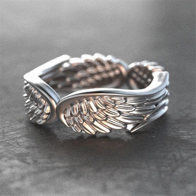 Creative Angel Wings Ring Vintage Fashion Silver Color Feather Rings For Men Women Punk Jewelry Female Engagement Promise Bands - Premium Men Rings from eprolo - Just $23.99! Shop now at Handbags Specialist Headquarter