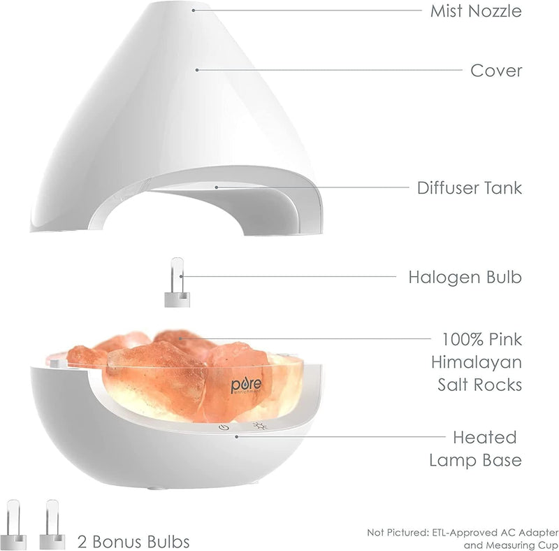 Crystal - 2-in-1 Himalayan Salt Lamp & Ultrasonic Essential Oil Diffuser, Original Salt Therapy Lamp, 100% Pure Himalayan Salt, Ambient Glow, 160 mL 16-Hour Tank (White) - Premium HOME FRAGRANCES from Visit the Pure Enrichment Store - Just $139.99! Shop now at Handbags Specialist Headquarter