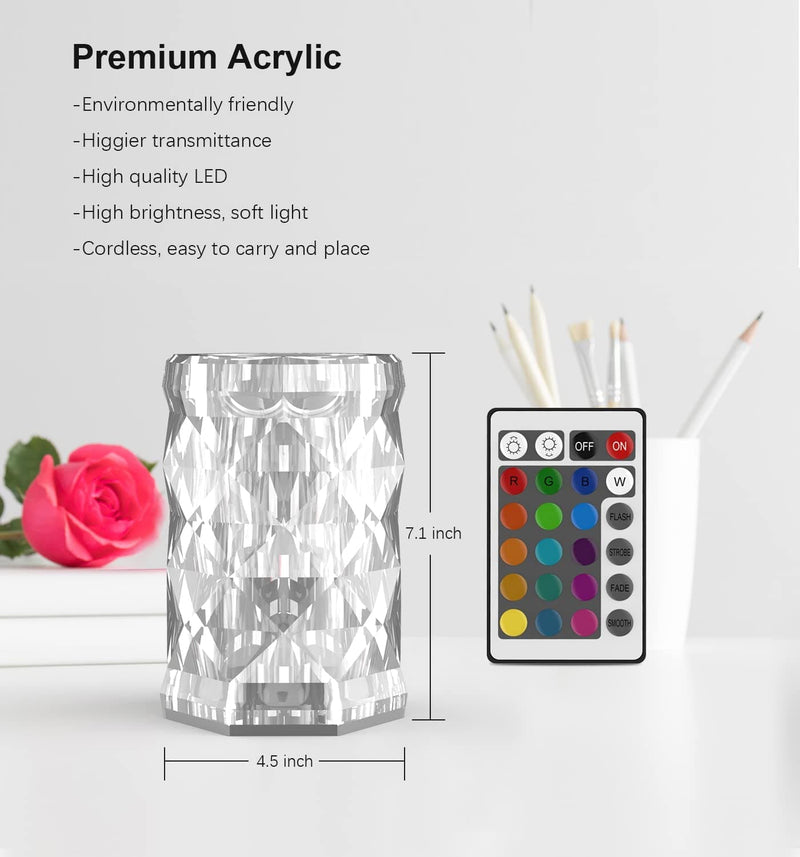 Crystal Lamp, Touch Control Rose Crystal Table Lamp with 16 RGB Color Changing Dimmable Night Light, LED Lamps for Bedroom with Type C Port & Remote, Gift for Kids Teens Girls Boys Adults Lover - Premium Lamps from Visit the Aiscool Store - Just $20.99! Shop now at Handbags Specialist Headquarter