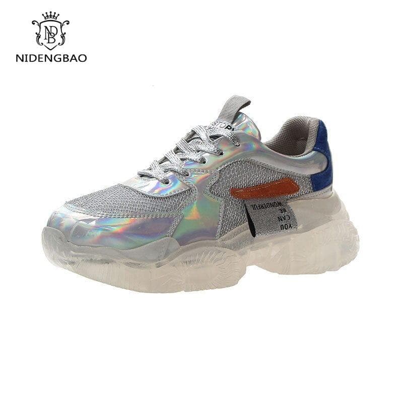 Crystal Sneakers Women Flats Shoes New Thick Bottom Heighten Walking Footwear Fashion Laser Dazzle Jelly Casual Shoes Women - Premium Women Sneakers from . - Just $39.99! Shop now at Handbags Specialist Headquarter