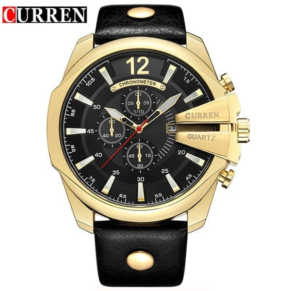 CURREN 8176 Brand Casual Men's Watches Leather Waterproof Luxury Fashion Quartz Watch Men Sport Military Army Wristwatch Gold - Premium Men watch from eprolo - Just $27.14! Shop now at Handbags Specialist Headquarter