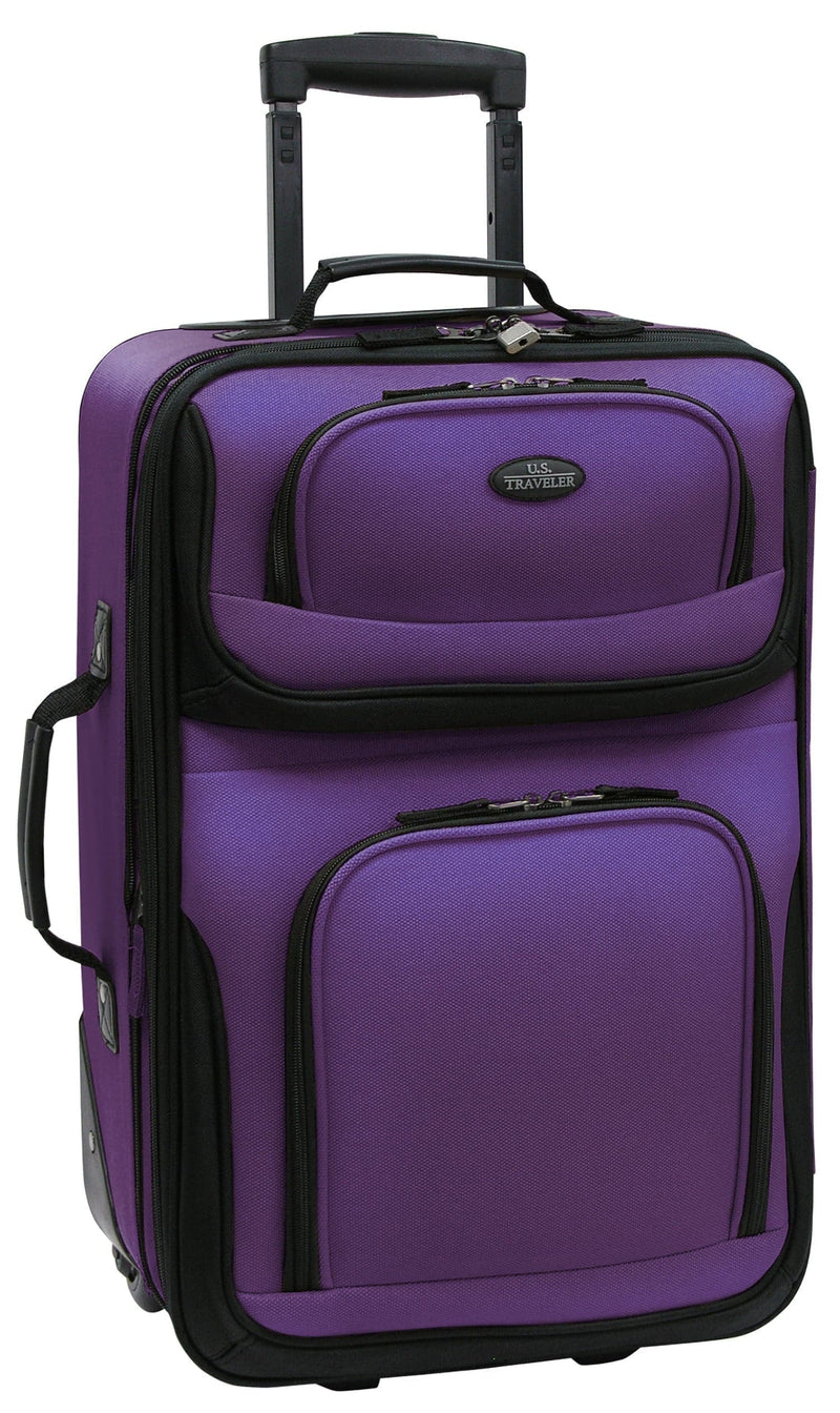 U.S. Traveler Rio Rugged Fabric Expandable Carry-on Luggage, 2 Wheel Rolling Suitcase, Purple, 2-Piece - Premium Duffel Bags from U.S. Traveler - Just $39.99! Shop now at Handbags Specialist Headquarter