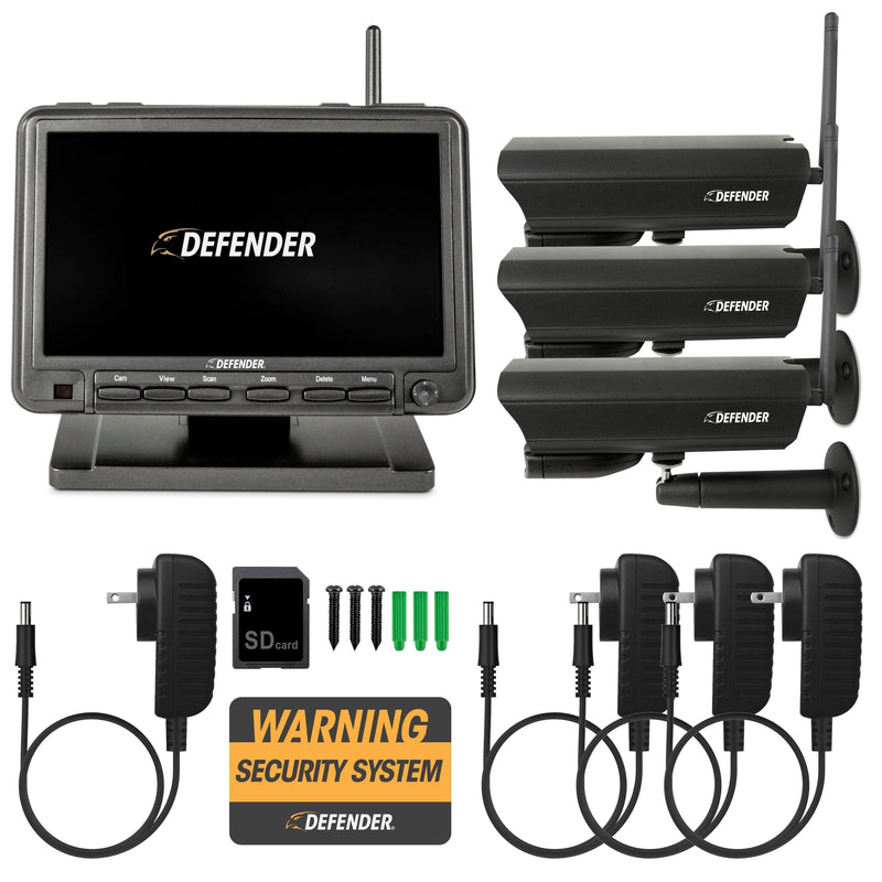 Defender PhoenixM2 Digital Wireless 7" Monitor DVR Security System with 3 Long-Range Night Vision Cameras and SD Card Recording - Premium HOME SECURITY SYSTEM from Defender - Just $357.0! Shop now at Handbags Specialist Headquarter